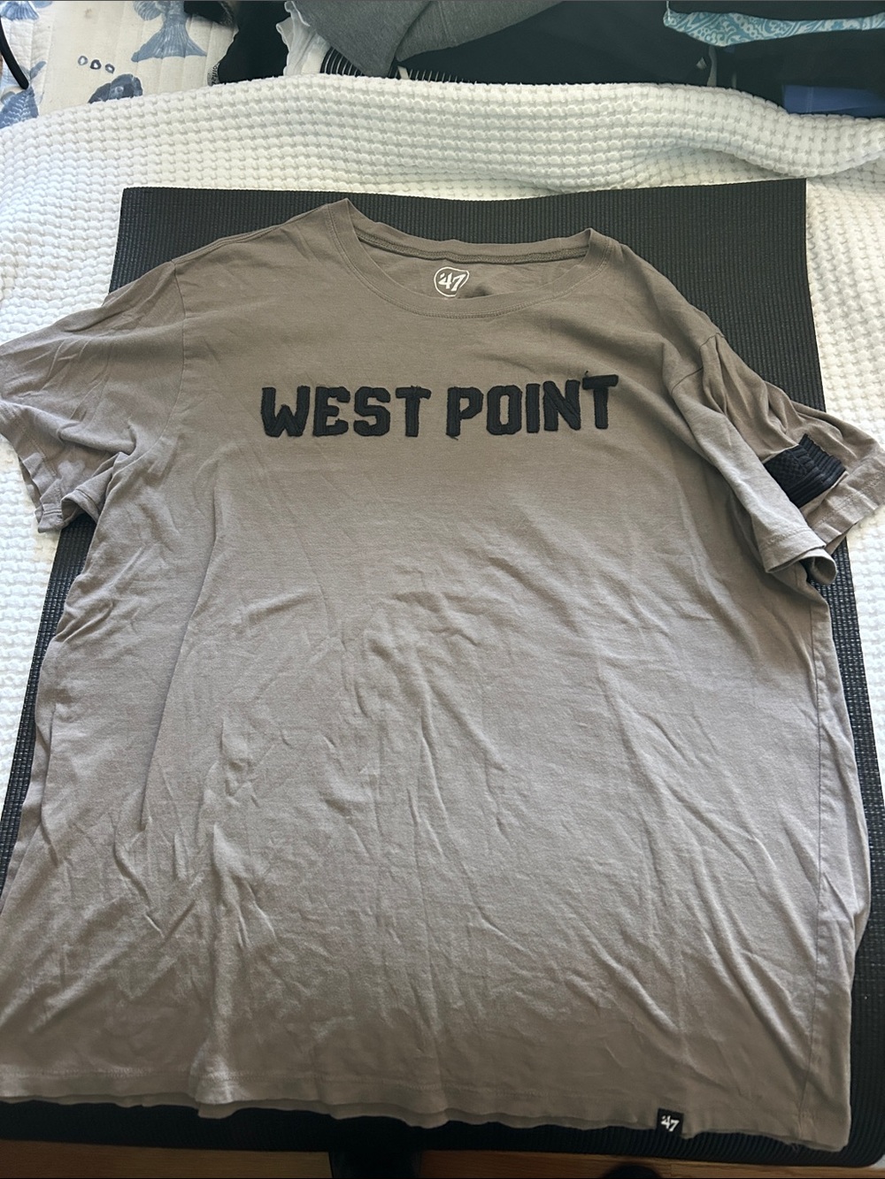 47 Brand West Point Short Sleeve Tee in Tan with Black Applique